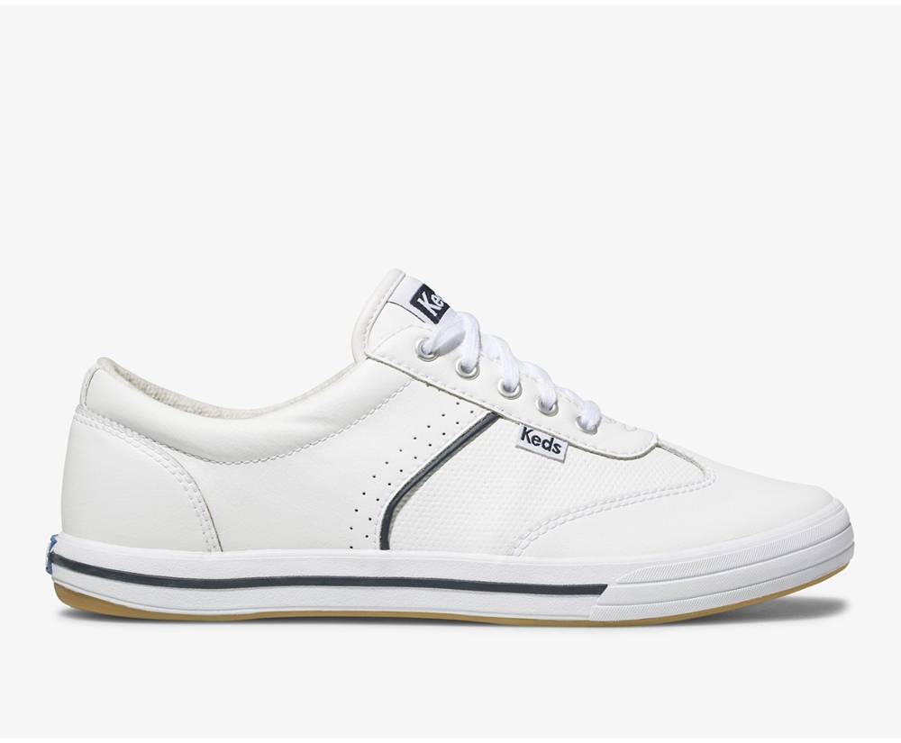 Tenis Keds Mujer Blancos - Courty Cuero - 9670-TKCQH